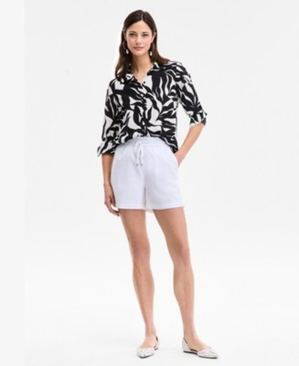 I.N.C. International Concepts Linen-Blend Shorts Women's Small Bright White